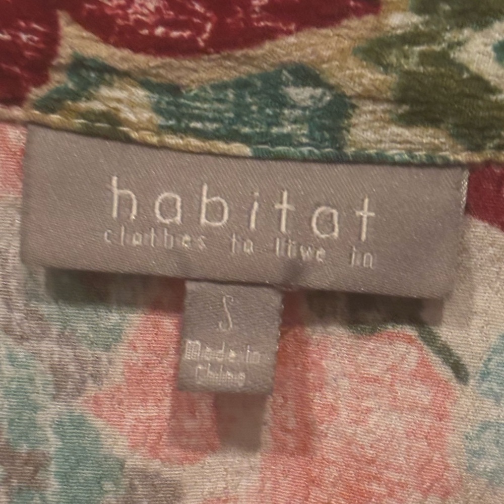 HABITAT EUC WOMENS TOP BLOUSE SHIRT GREEN BLUE RED CASUAL DRESSY WINTER SZ S - Picture 2 of 3